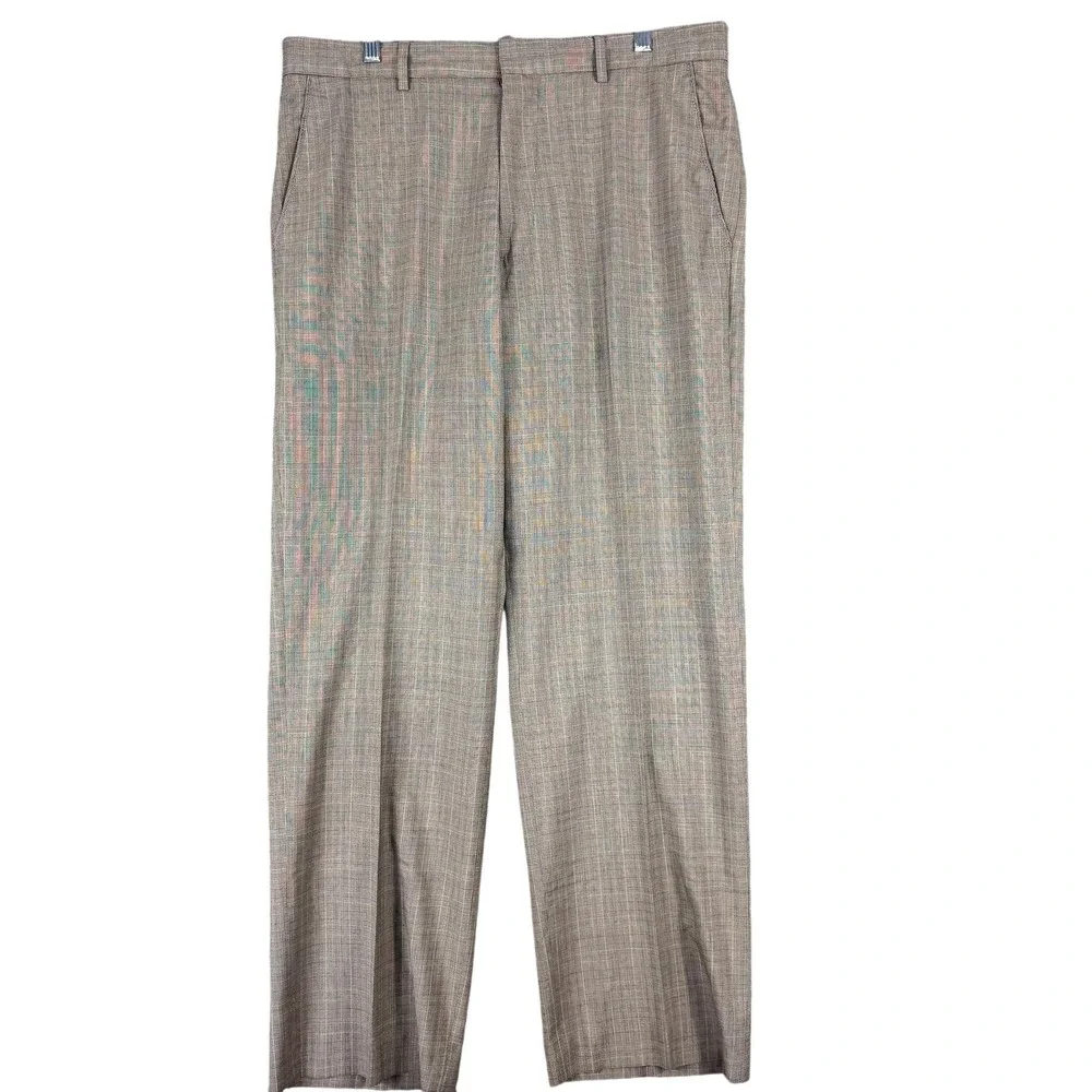 Banana Republic Dress Pants Mens 34 Gray Plaid Flat Front Business‎ Office 36x32